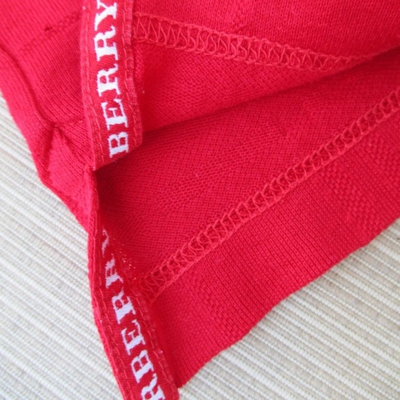 BURBERRY GOLF POLO SHIRT ~ L ~ RED ~ LOGO DETAIL ~ - Picture 11 of 12